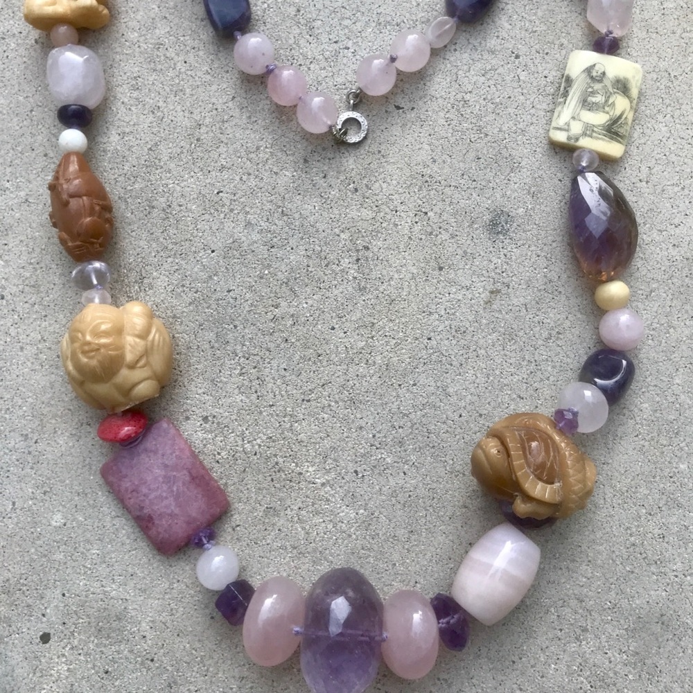 Beaded Necklace Semi-Precious Stones